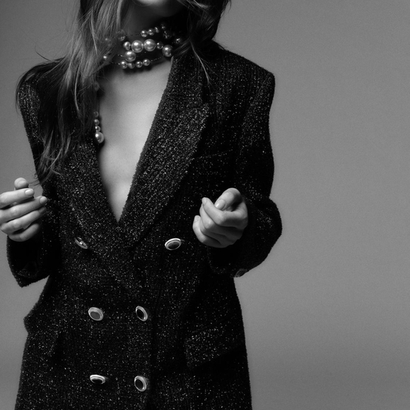 Zara Black Textured Blazer - Picture 9 of 12